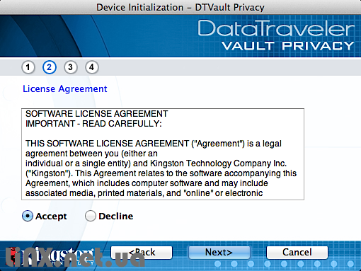 Подключение флешки с аппаратным шифрованием Kingston Vault Privacy к Mac OS X